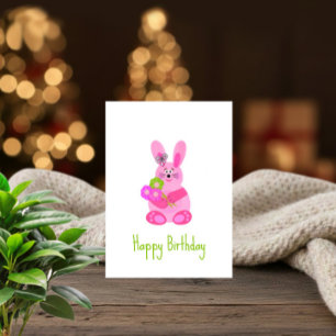 Cartes Pour Fêtes Annuelles Lapin avec fleurs