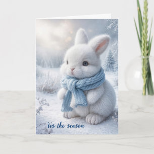Cartes Pour Fêtes Annuelles Lapin Blanc D'Hiver Pour Noël
