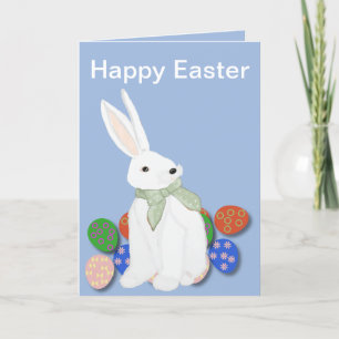 Cartes Pour Fêtes Annuelles Lapin blanc et oeufs