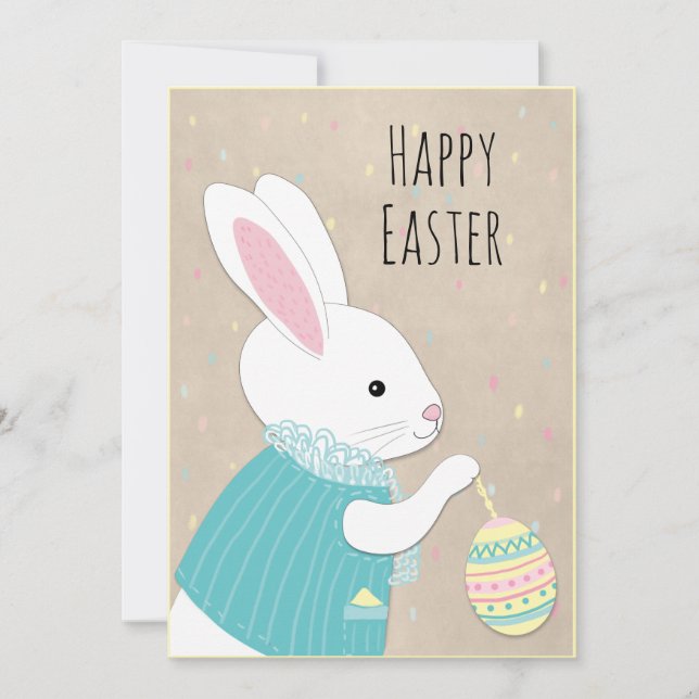 Cartes Pour Fêtes Annuelles Lapin blanc mignon de Pâques (Devant)