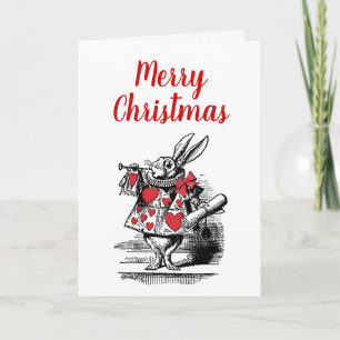 Cartes Pour Fêtes Annuelles Lapin Blanc Trompettiste de Noël Alice au Pays des