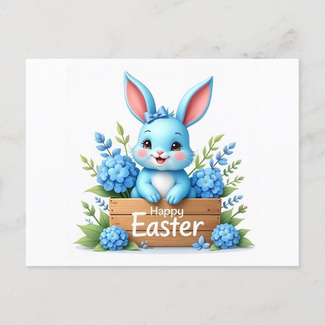 Cartes Pour Fêtes Annuelles Lapin bleu (Happy Easter Postcard!)
