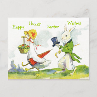 Cartes Pour Fêtes Annuelles Lapin Carte-Habillé par Pâques heureux vintage,
