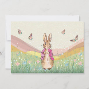 Cartes Pour Fêtes Annuelles Lapin classique champ de papillons
