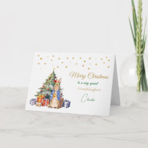 Cartes Pour Fêtes Annuelles Lapin classique de Noël arbre Joyeux Noël