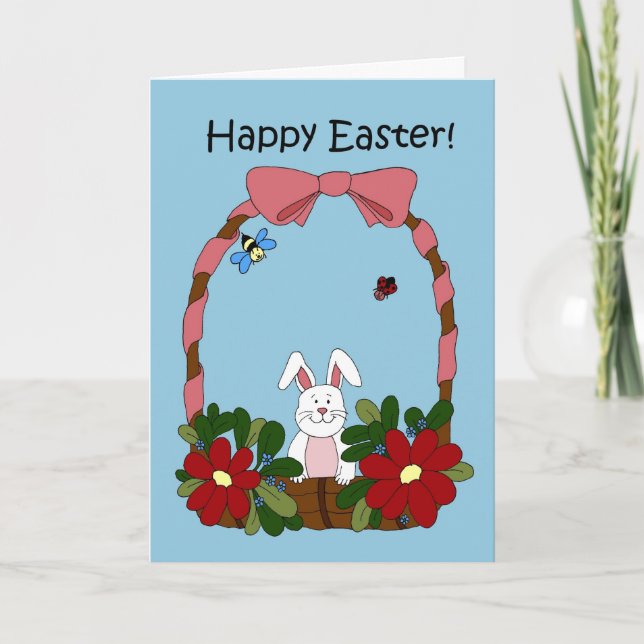 Cartes Pour Fêtes Annuelles Lapin dans un panier (Devant)