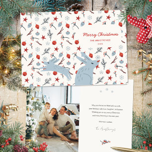 Cartes Pour Fêtes Annuelles Lapin de l'art folklorique nordique Photo Noël Pli