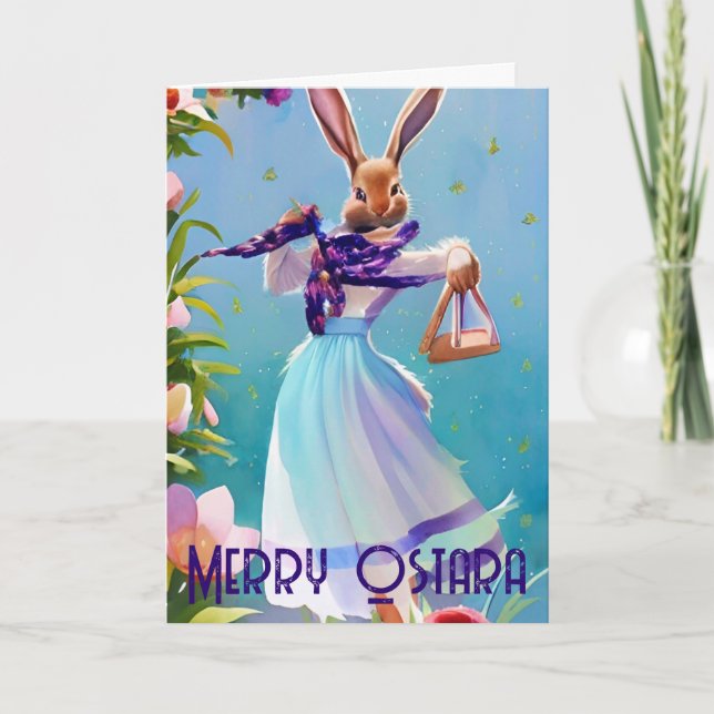 Cartes Pour Fêtes Annuelles Lapin de l'équinoxe de printemps Ostara Païen Pâqu (Devant)