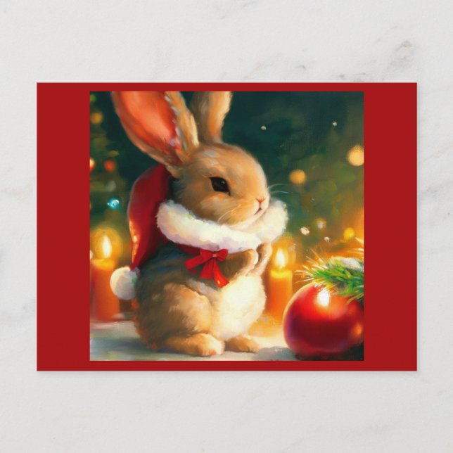 Cartes Pour Fêtes Annuelles Lapin de Noël 1 (Devant)