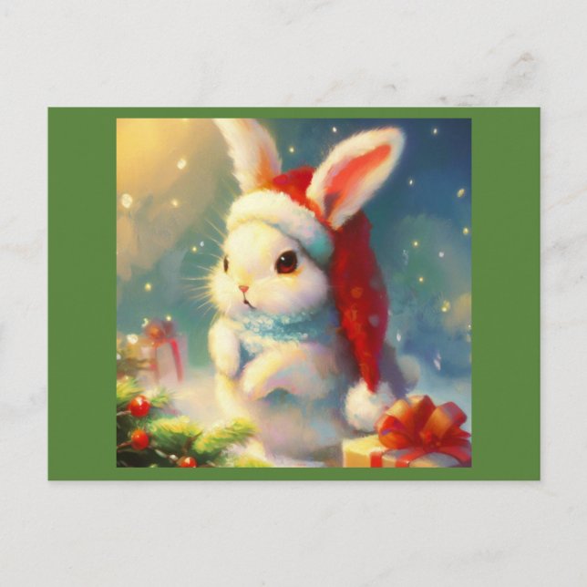 Cartes Pour Fêtes Annuelles Lapin de Noël 2 (Devant)