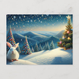 Cartes Pour Fêtes Annuelles Lapin de Noël avec sapin de Noël décoré