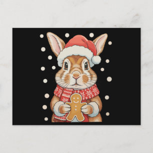 Cartes Pour Fêtes Annuelles Lapin de Noël Chapeau du Père Noël Biscuit au Ging