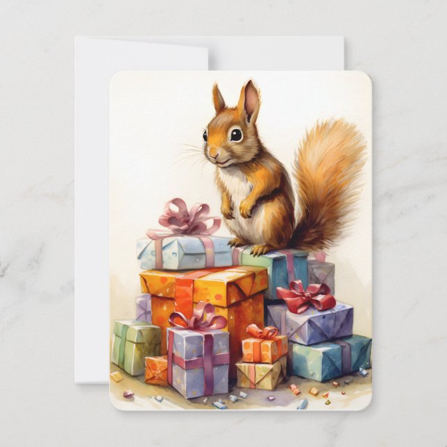 Cartes Pour Fêtes Annuelles lapin de noël et présent (Devant)
