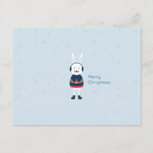Cartes Pour Fêtes Annuelles Lapin de Noël Moderne Plat Couleur Personnalisable