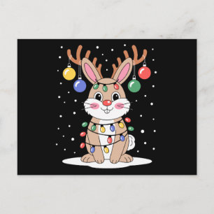 Cartes Pour Fêtes Annuelles Lapin de Noël Renne Antennes Lumineuses Noël Neige