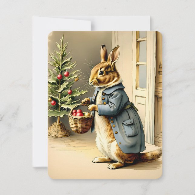 Cartes Pour Fêtes Annuelles lapin de noël vintage (Devant)