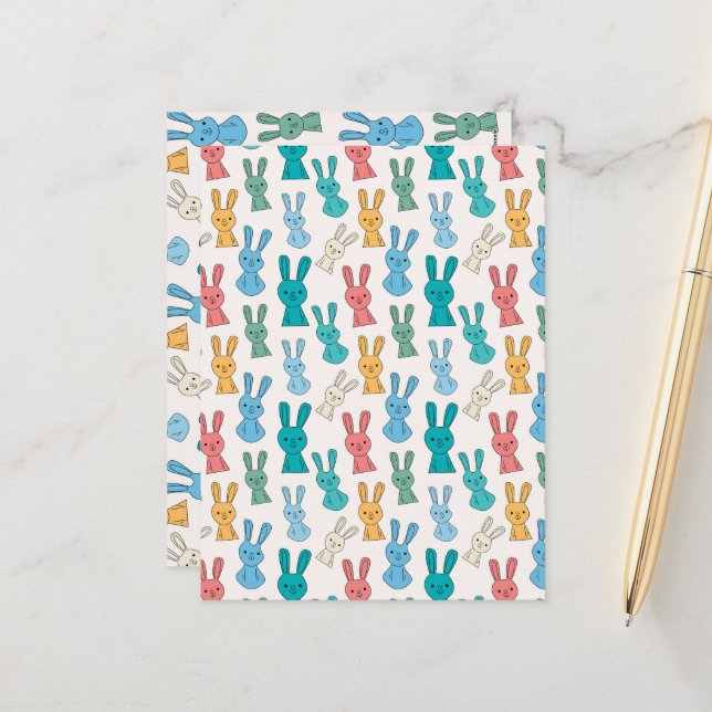 Cartes Pour Fêtes Annuelles Lapin de Pâques (Devant/Arrière en situation)