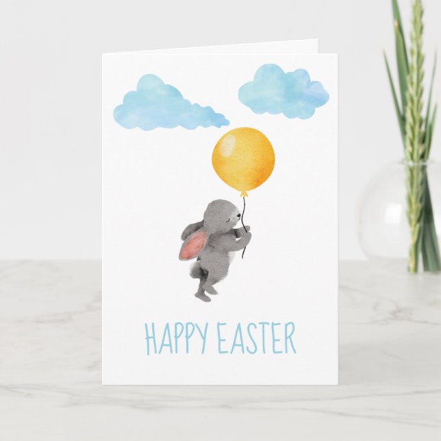 CARTES POUR FÊTES ANNUELLES LAPIN DE PÂQUES À L'AQUARELLE  (Devant)