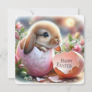 Cartes Pour Fêtes Annuelles Lapin de Pâques à l'intérieur d'un oeuf décoratif 