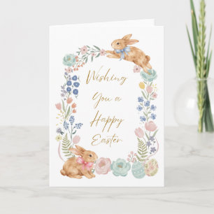 Cartes Pour Fêtes Annuelles Lapin de Pâques Aquarelle Florale