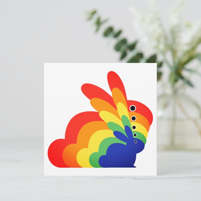 Cartes Pour Fêtes Annuelles Lapin de Pâques Arc-en-ciel - Pâques (Debout devant)