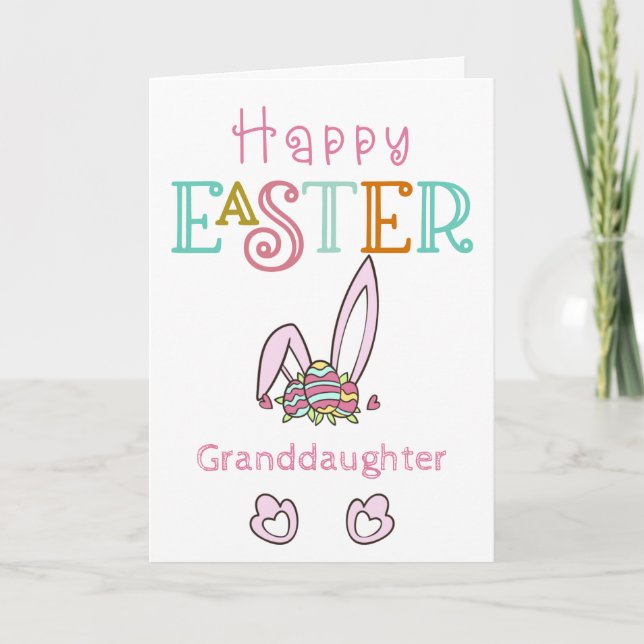 Cartes Pour Fêtes Annuelles Lapin de Pâques aux oreilles et aux œufs mignons (Devant)