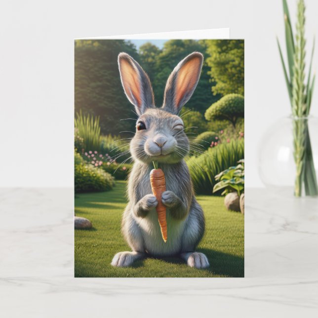 Cartes Pour Fêtes Annuelles Lapin de Pâques avec carotte (Devant)