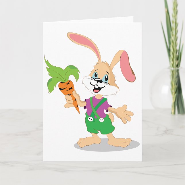 Cartes Pour Fêtes Annuelles Lapin De Pâques Avec Carottes De Voeux (Créateur téléchargé)