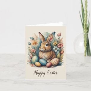 Cartes Pour Fêtes Annuelles Lapin de Pâques avec oeufs