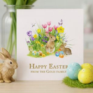 Cartes Pour Fêtes Annuelles Lapin de Pâques Collage Jardin de fleurs 