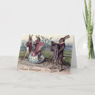 Cartes Pour Fêtes Annuelles Lapin de Pâques Couple Appareil Photo Oeuf