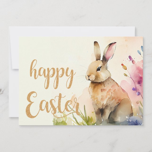 Cartes Pour Fêtes Annuelles Lapin de Pâques dans le jardin (Devant)