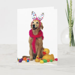 Cartes Pour Fêtes Annuelles Lapin de Pâques de golden retriever