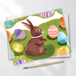 Cartes Pour Fêtes Annuelles Lapin de Pâques en chocolat Œufs pastel printani