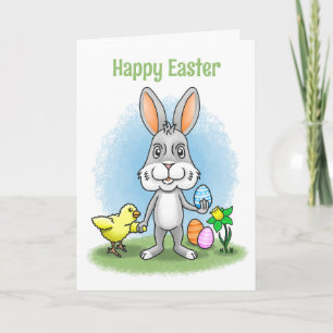 Cartes Pour Fêtes Annuelles lapin de Pâques et la poule