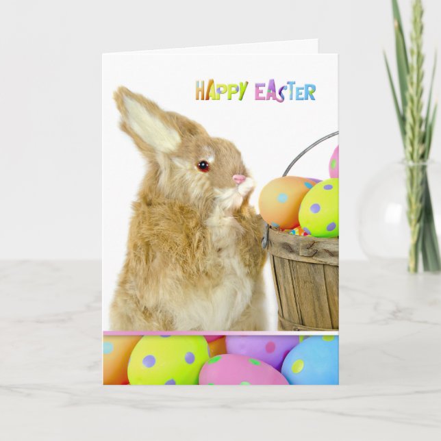 Cartes Pour Fêtes Annuelles Lapin de Pâques et oeufs (Devant)