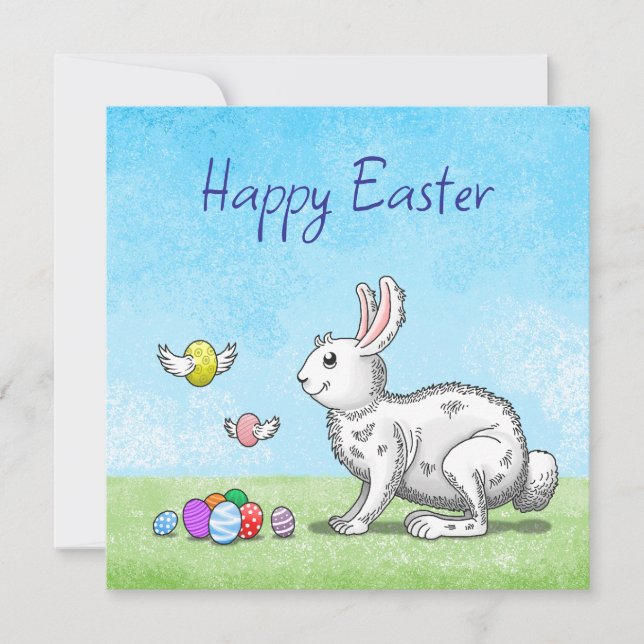 Cartes Pour Fêtes Annuelles Lapin de Pâques et Oeufs de Pâques (Devant)