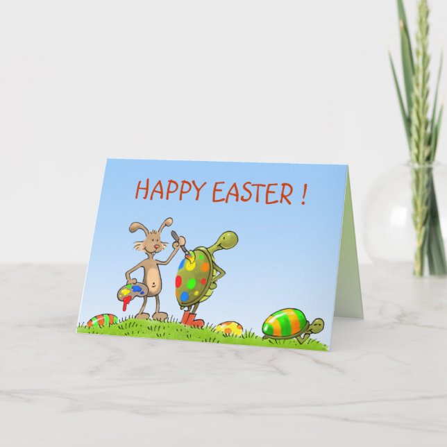 Cartes Pour Fêtes Annuelles lapin de pâques et tortues (Devant)