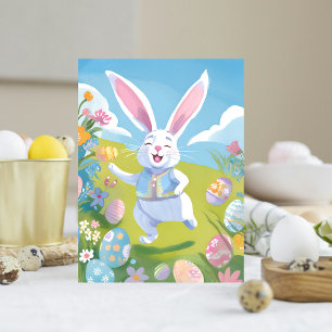 Cartes Pour Fêtes Annuelles Lapin de Pâques   Fleur sauvage de Pâques pastel m