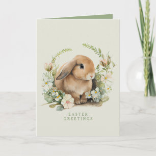 Cartes Pour Fêtes Annuelles Lapin de Pâques Floral Aquarelle Printemps