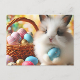 Cartes Pour Fêtes Annuelles Lapin de Pâques Fluffé avec oeufs