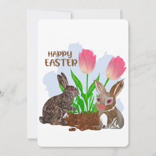 Cartes Pour Fêtes Annuelles Lapin de Pâques heureux