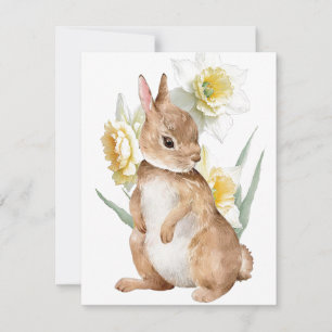 Cartes Pour Fêtes Annuelles Lapin de Pâques Lapin Jaune Daffodique Printemps