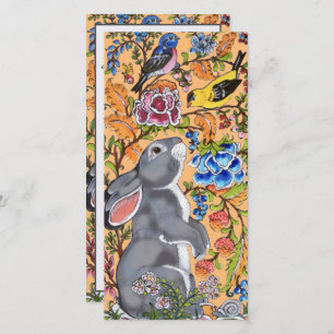Cartes Pour Fêtes Annuelles Lapin de Pâques Lapin Oiseau Floral Printemps Joli