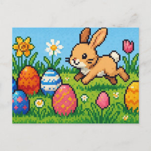 Cartes Pour Fêtes Annuelles lapin de Pâques mignon 8 bits