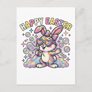 Cartes Pour Fêtes Annuelles Lapin de Pâques mignon et heureux avec des vibrati