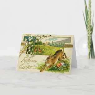 Cartes Pour Fêtes Annuelles Lapin de Pâques Oeuf Coloré Église
