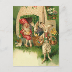 Cartes Pour Fêtes Annuelles Lapin de Pâques Œuf Coloré Fleur Gnome Peint