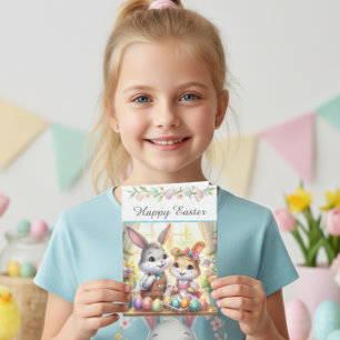 Cartes Pour Fêtes Annuelles Lapin de Pâques & Œufs de Vœux 