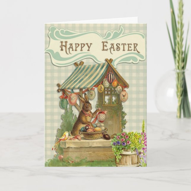Cartes Pour Fêtes Annuelles Lapin de Pâques peinture OEufs de Pâques Joyeux Pâ (Devant)